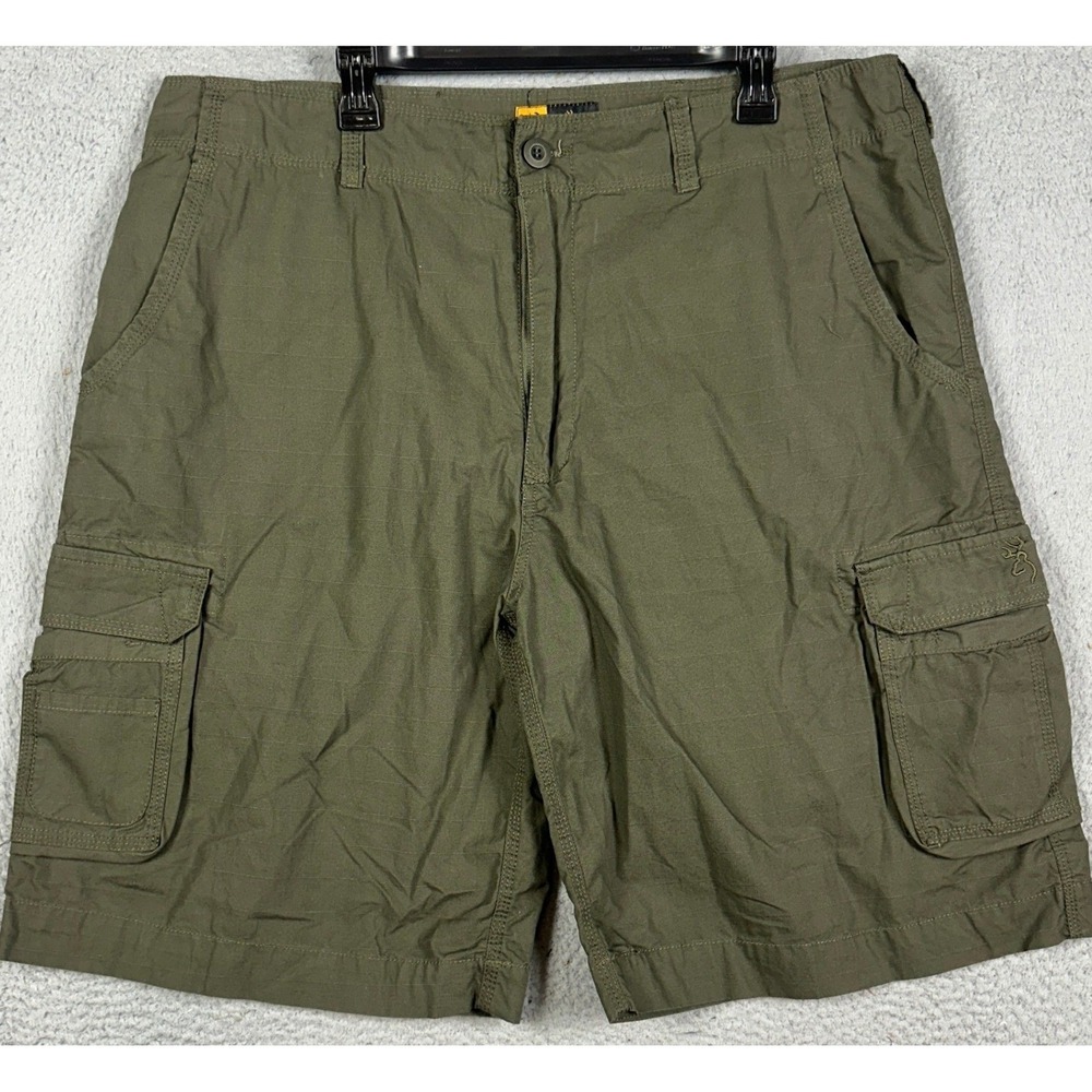 Browning Shorts Mens 38 Olive Green Cargo Ripstop Utility Outdoor Hunting Casual